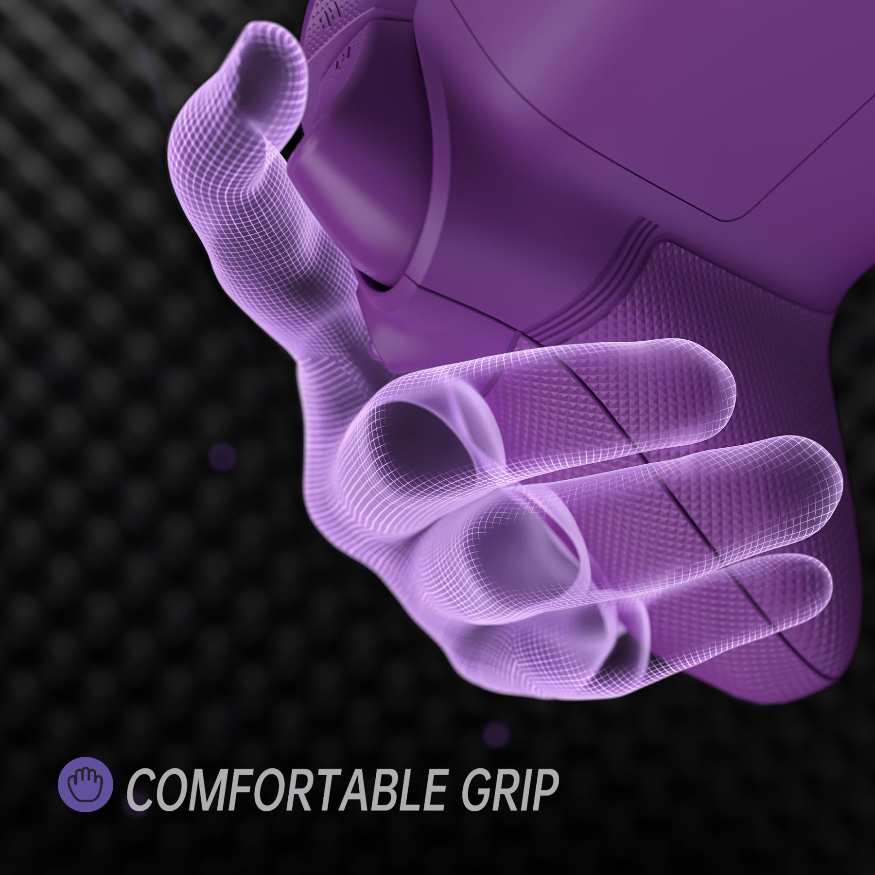 eXtremeRate ASR Version Full Case & Tasten Set für Xbox Series X/S Controller, Custom Faceplate/Backplate/Gummierte Griff Gehäuse/Trigger Stop Mod Kit für Xbox Core Gamepad–Diamond Textur Nebelviolett
