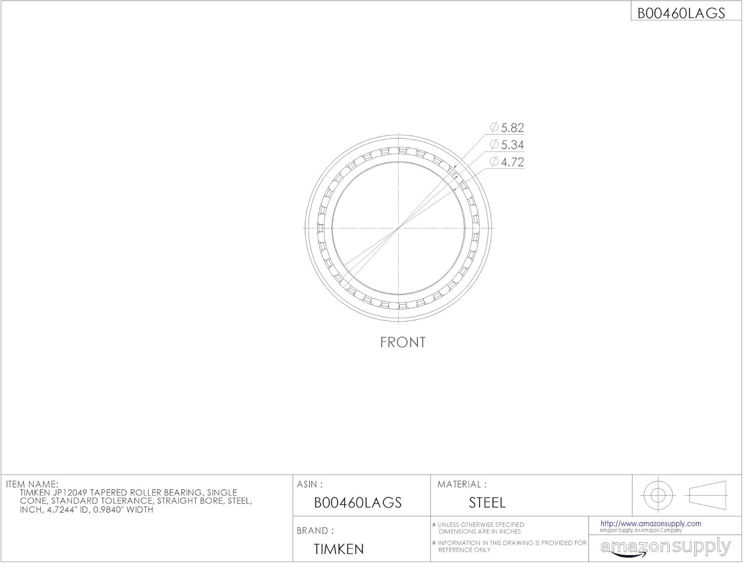 Timken Tapered Roller Bearing Cone - JP12049