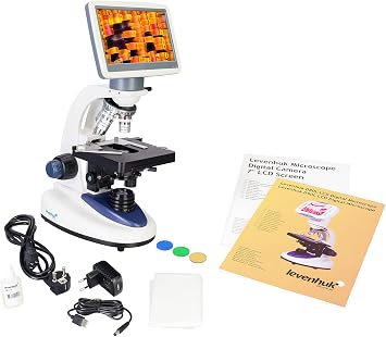 Levenhuk D95L LCD Compound Biological Laboratory Microscope with 40-2000x Magnification, Adjustable LED Light, and 7 Digital Screen
