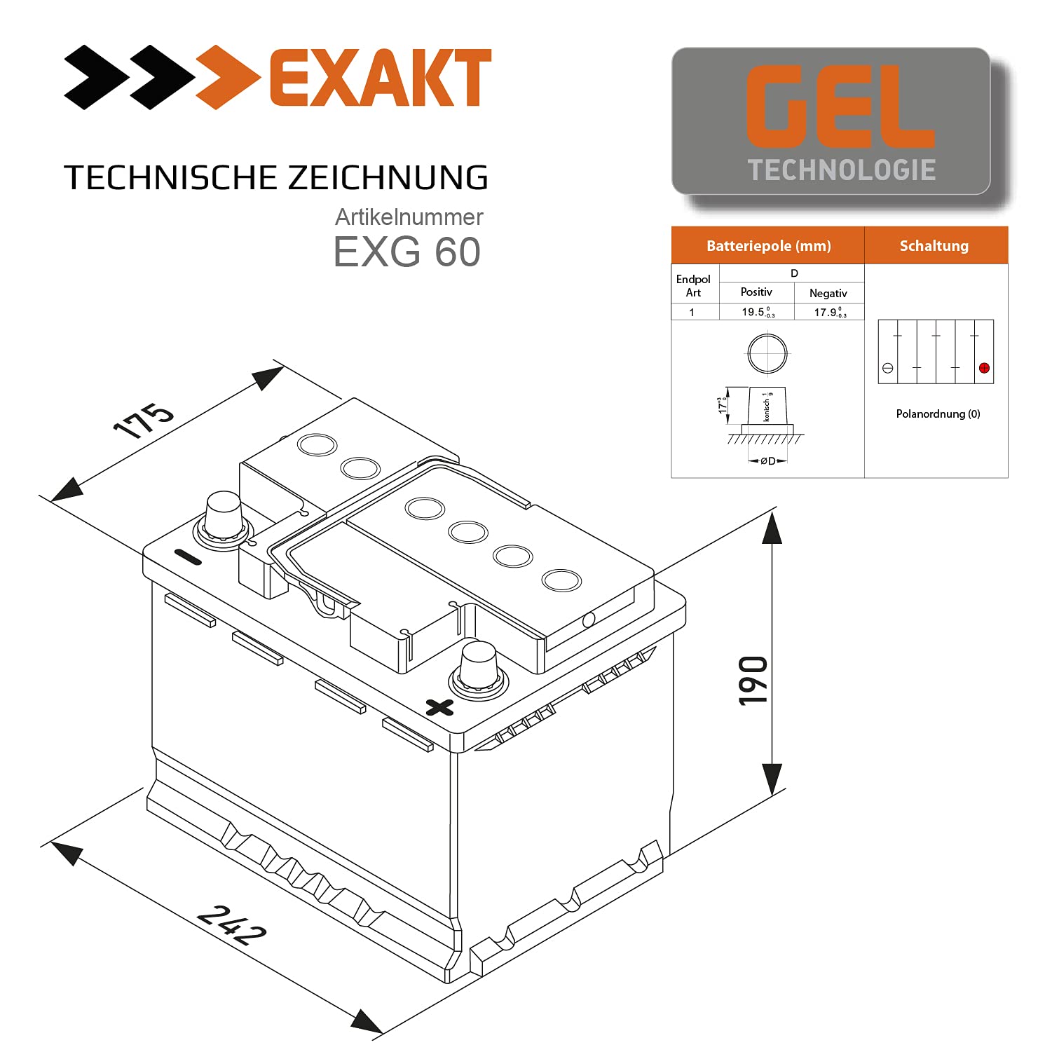 GEL Batterie 60Ah 12V Solarbatterie Wohnmobil Boot Solar Akku ersetzt 70Ah