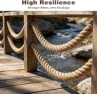 Vista 3 de Cuerda de yute de 1 1/2 pulgadas x 50 pies, cuerda de cáñamo natural gruesa y pesada cuerda náutica trenzada para manualidades, escalada