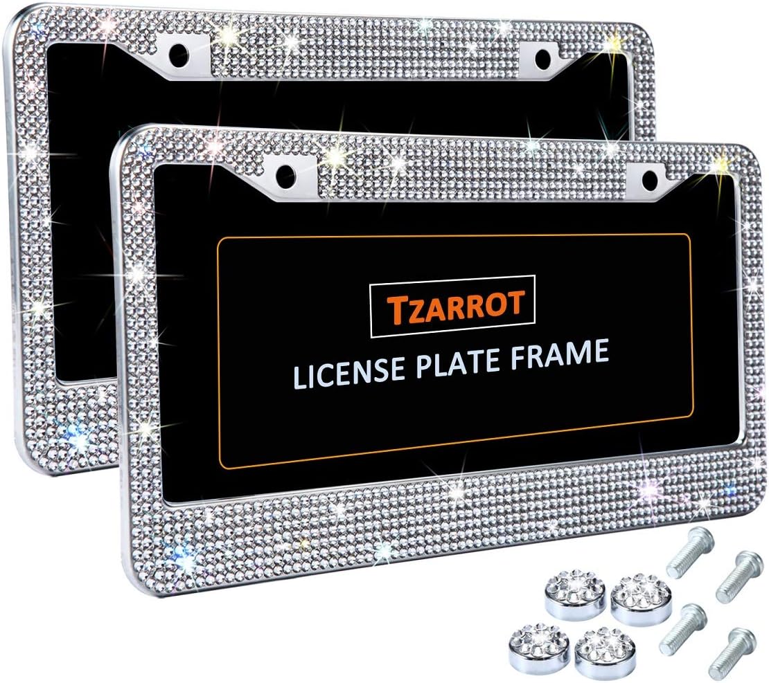 Bling License Plate Frame for Women, Universal Rhinestone License Plate Frame Rust Proof Metal, Bling Car Accessories for Women Girls –2 pcs image 3