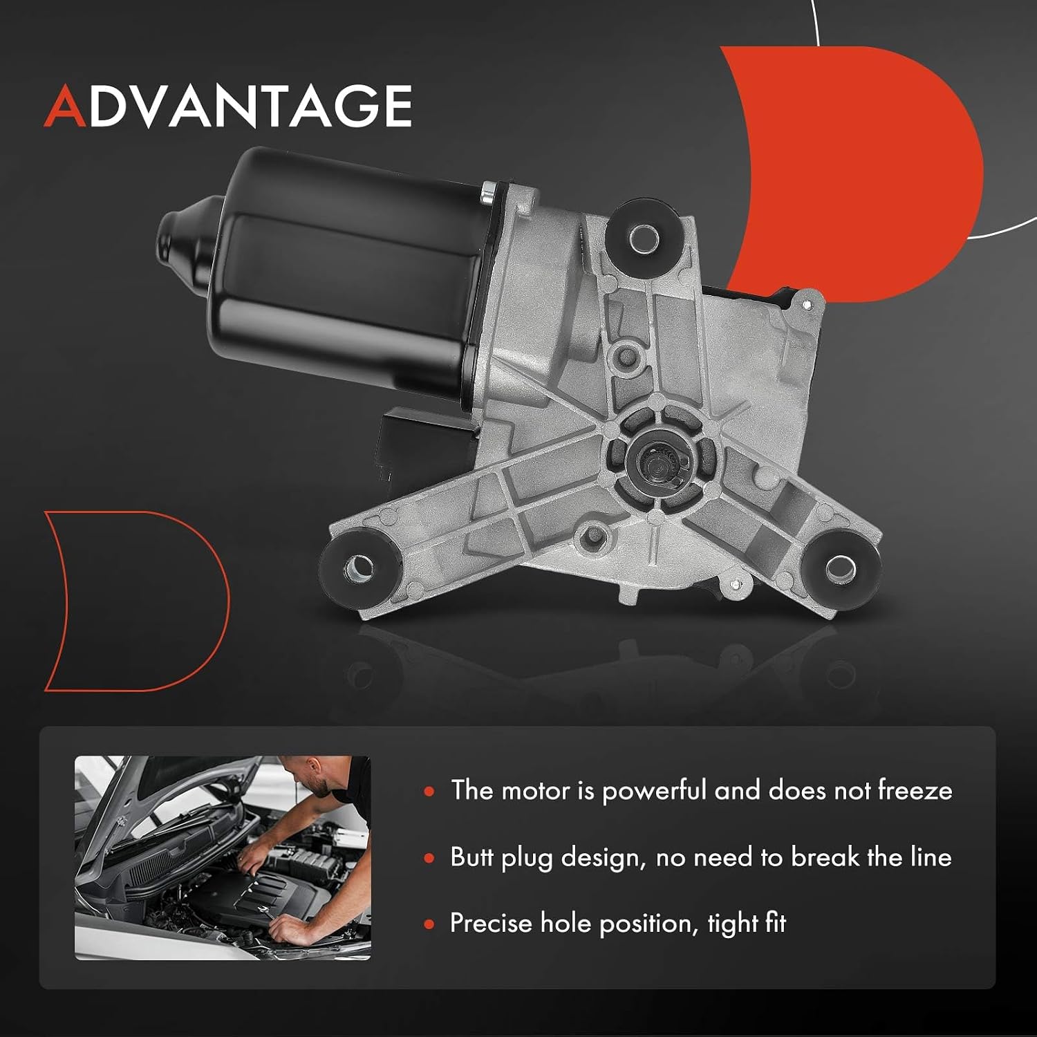 A-Premium Front Windshield Wiper Motor Compatible with Chevrolet C1500, C2500, C3500, K1500, K2500, K3500 & GMC C1500, C2500, C3500, K1500, K2500, K3500, 1988 1989 1990, with Intermittent Wipers
