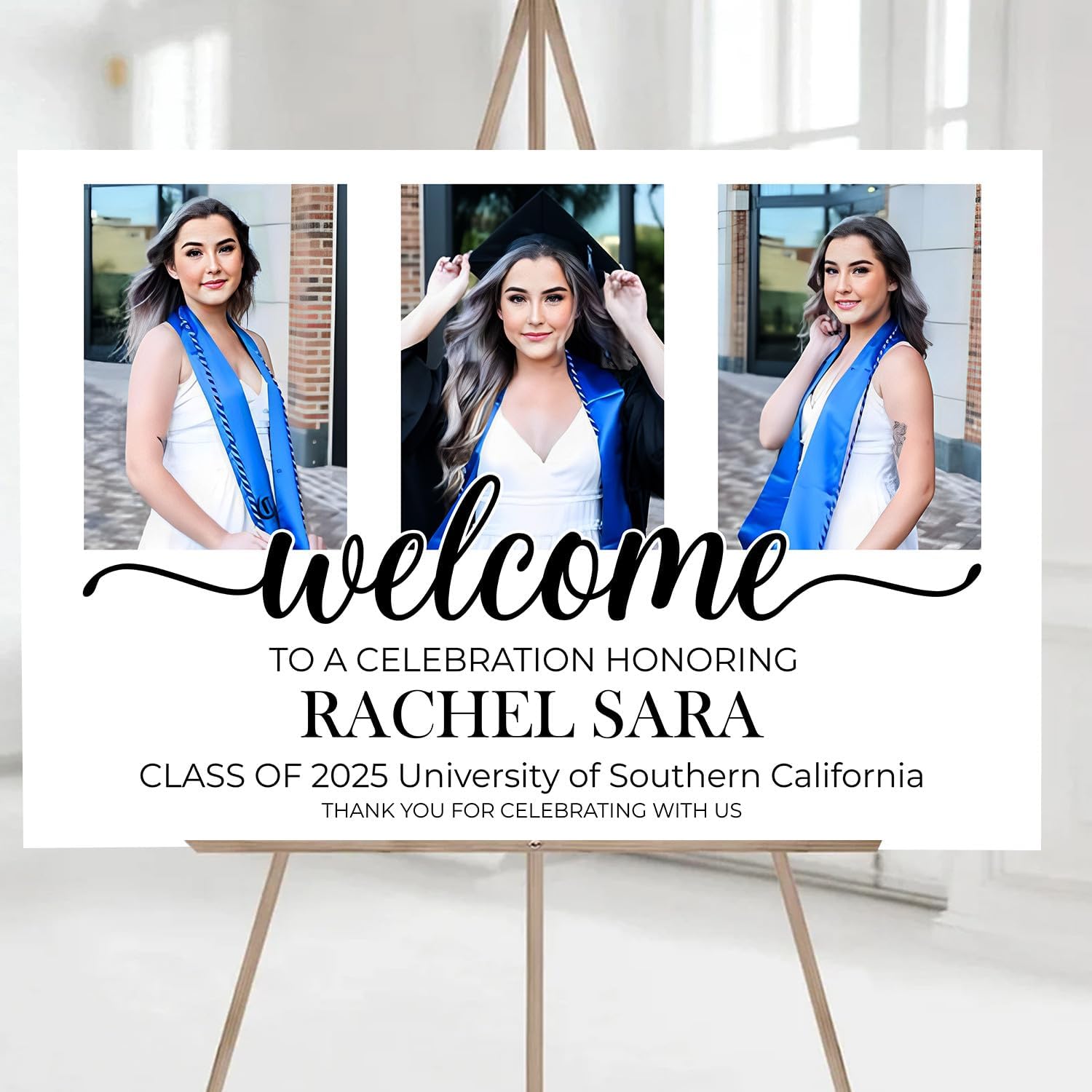 Graduation Party Welcome Sign, Custom Graduation Welcome Sign Hydrangea, Blue Floral Graduation Sign, 2026 Graduation Decor, Grad Party Sign, Graduation Decorations Senior 2026 Yard Sign
