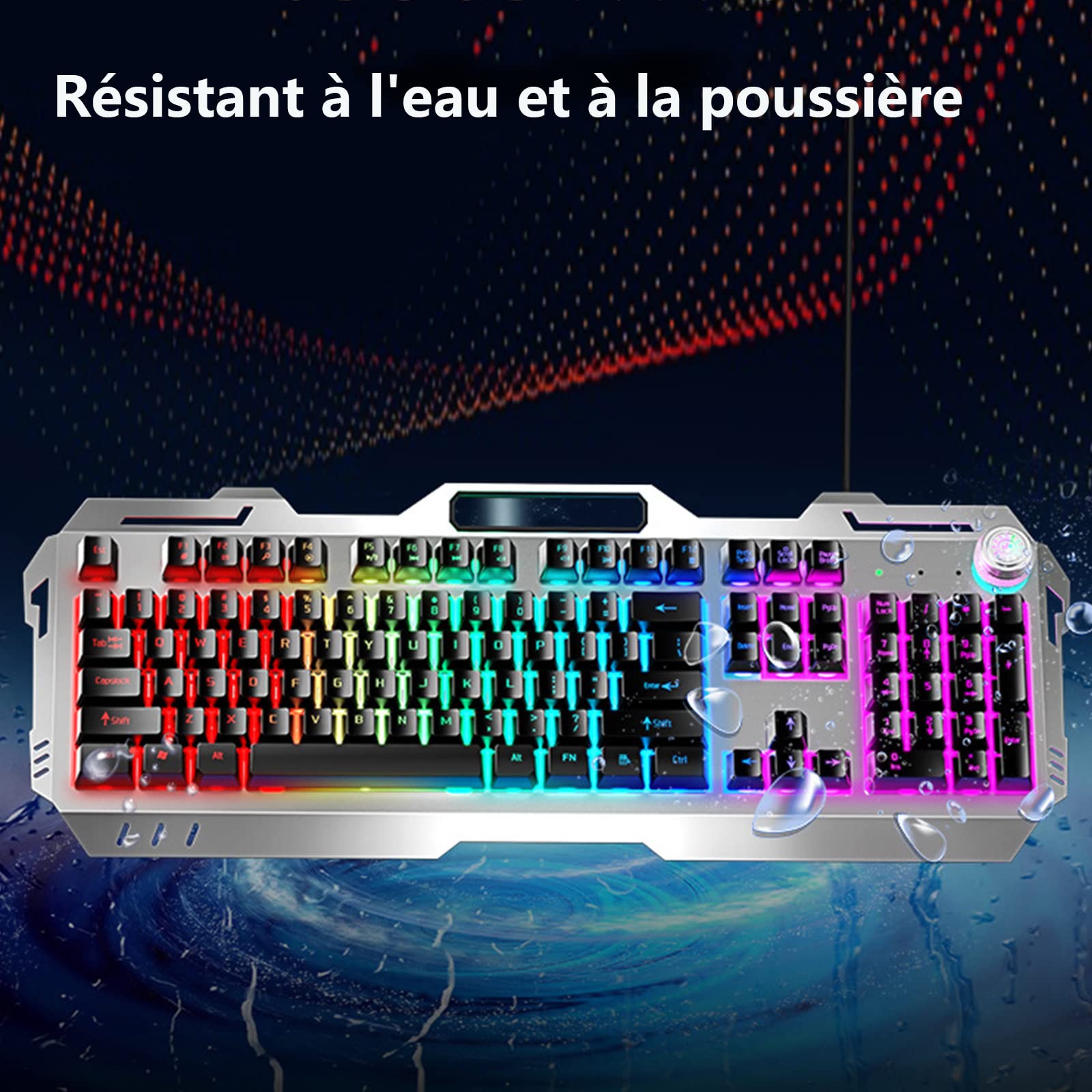 ADMLZQQ Przewodowa klawiatura gamingowa USB - podświetlenie RGB LED do gier, 26 klawiszy Anti-Ghosting, trwała