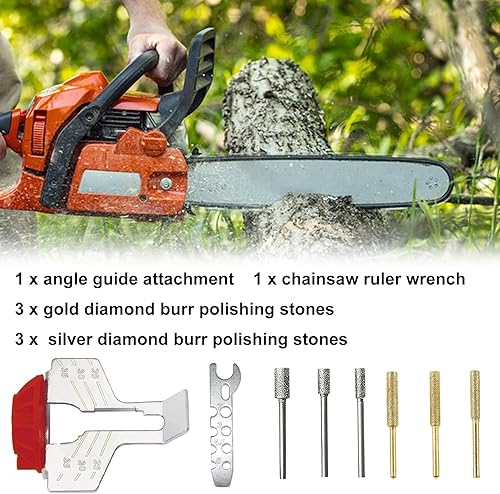 Miniatura 6 de Atunee Kit de accesorios de afilado de motosierra con hoja de sierra de cadena, juego de afiladores de dientes con guía de ángulo y limas de piedra