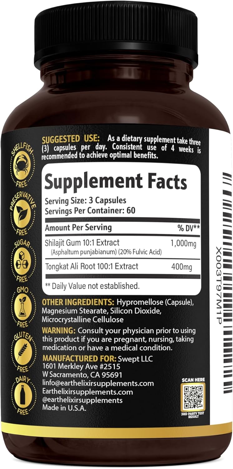 Shilajit and Tongkat Ali for Men and Women – Pure Shilajit Capsules w/High Potency Fulvic Acid & Trace Minerals – Shilajit for Men with Natural Testosterone Support for Energy & Muscle Growth - Image 8