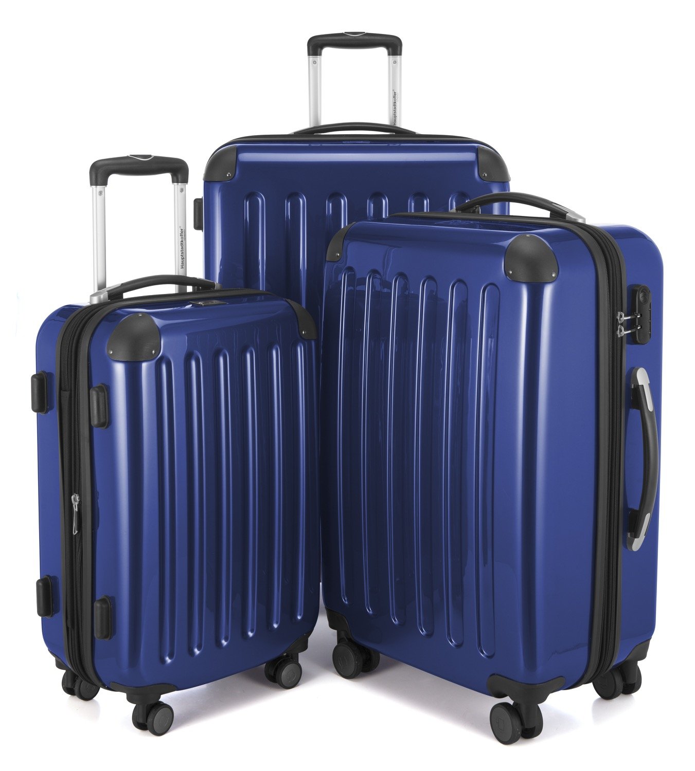 HAUPTSTADTKOFFER - Alex R2 - Juego de 3 Maletas, Maletas rígidas, Trolley, Equipaje de Viaje Mate, Set de Viaje, 4 Ruedas Dobles (S, M y L), Azul Oscuro