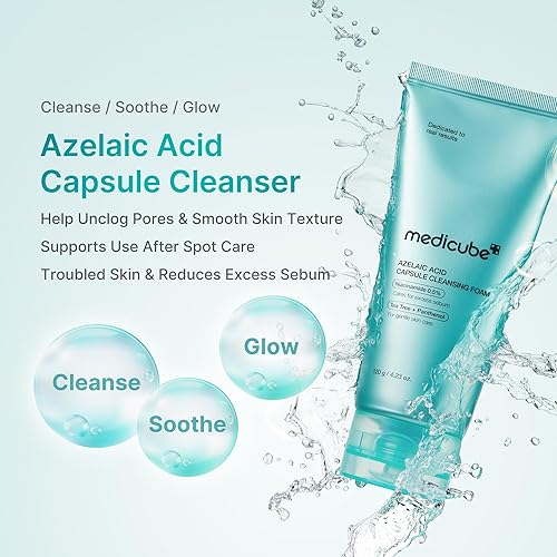 Vista 2 de medicube Limpiador facial de espuma de cápsula de ácido azelaico Espuma de limpieza diaria calmante para pieles problemáticas y control excesivo