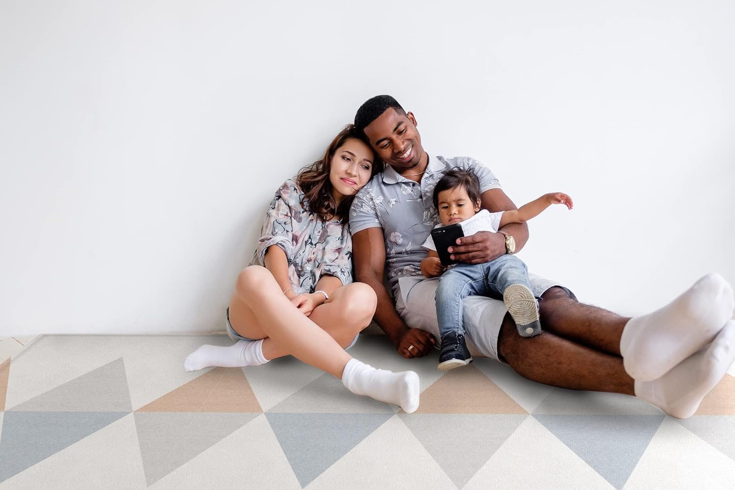 Parklon Premium Soft Play Mat - Urban Object + Fabric Grey - Made in Korea - Non-Toxic Soft Floor Mats, Water Resistant, for Playrooms, Kids Rooms & Family Spaces, Reversible - 75"x51"