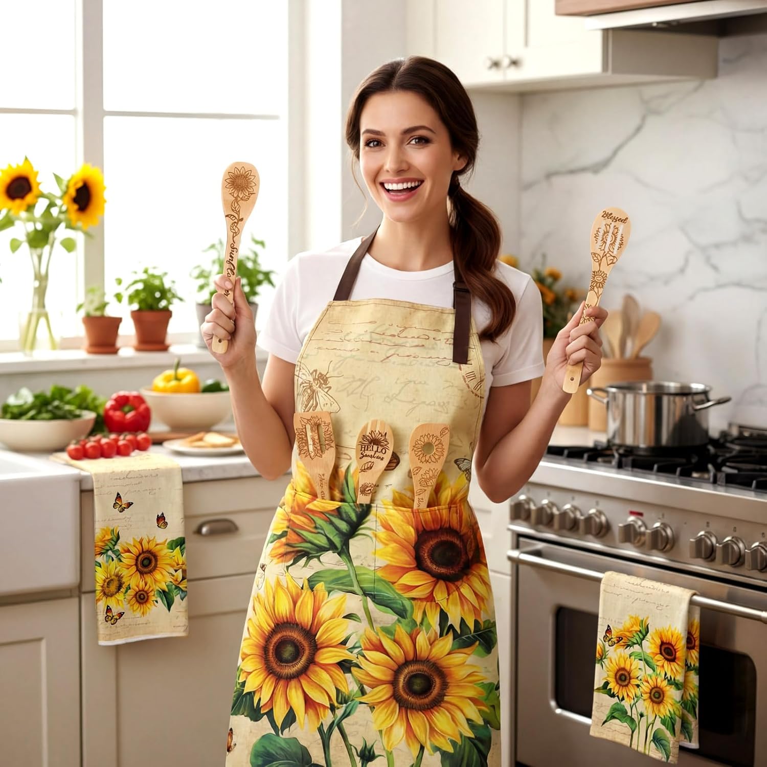 Suower Kitchen Set Retro Yellow Farmhouse Kitchen Decor