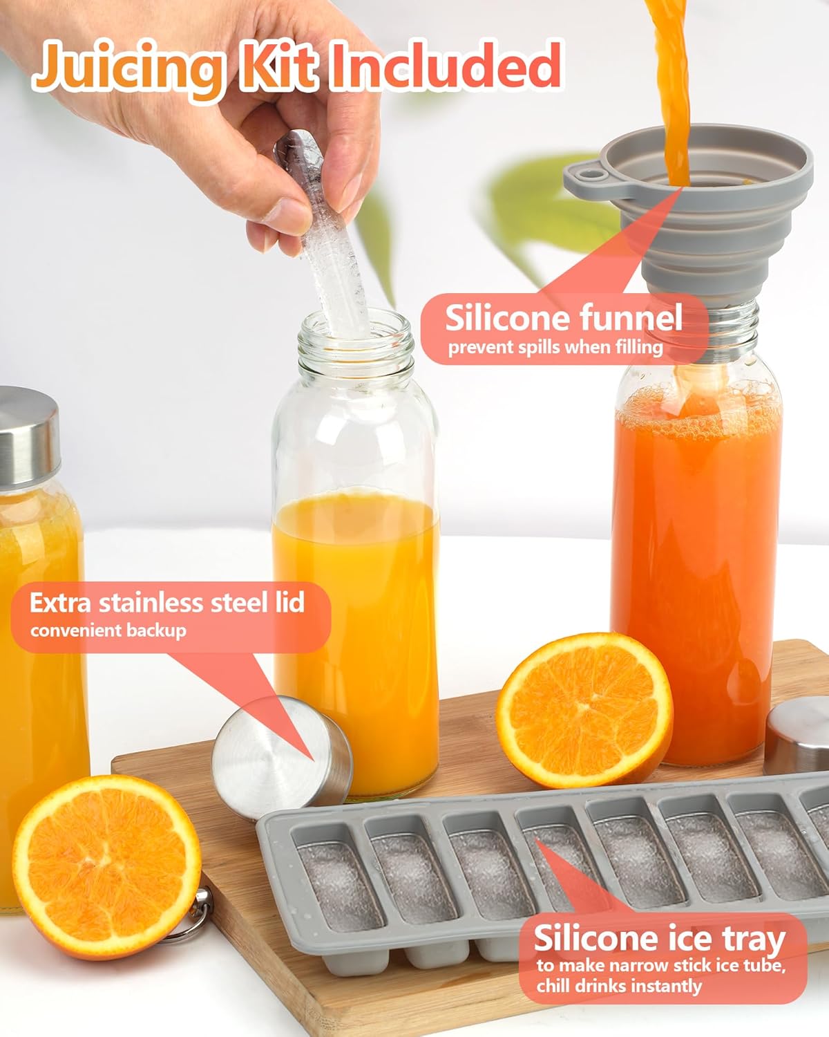 Zukro Glass Water Bottles with Lids 10.5 oz, 12 Pack Clear Reusable Glass Small Juice Bottles With Stainless Steel Cap for Juicing, Milk, Ginger Shot, BPA-Free Leak Proof 300ml Drinking Container Jar - Image 8