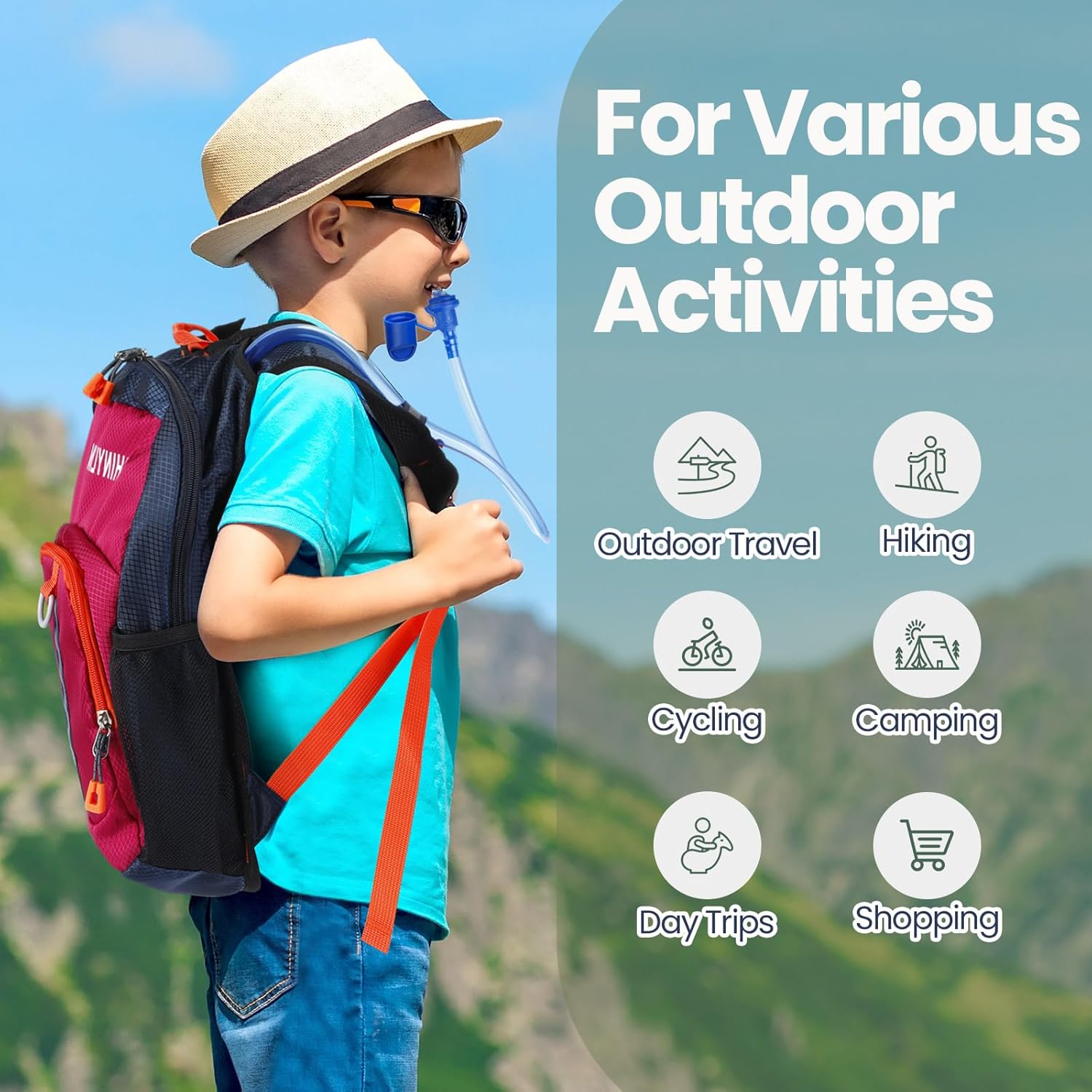 3 Pcs Kids Hydration Backpack with 1.5 L Water Bladder Hydration Water Backpack Lightweight Insulated Pack for Boy Girl Biking Climbing Running Hiking