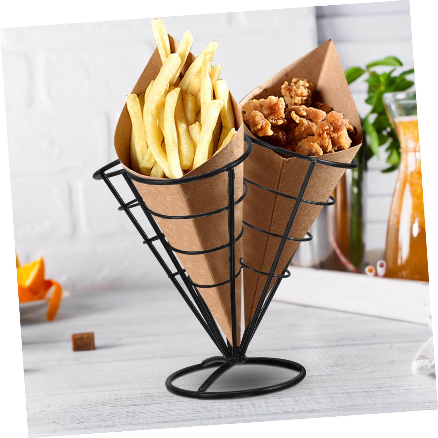 Baluue Porta Patatine in Acciaio Nero Brillante con Scomparti Supporto Snack Creativo per Antipasti per Casa Bar e Ristorante Cestino Organizzatore per Patatine Fritte e Finger Food