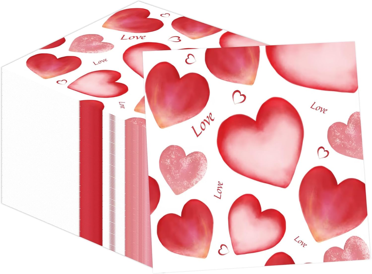 50PCS Valentines Day Paper Napkins - 13 X 13 Inch 2-Ply Disposable Paper Napkins with Pink Heart Design for Valentine's Parties, Weddings, Anniversaries Party Decoration