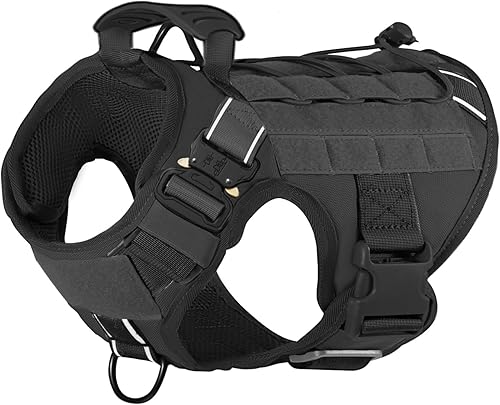 PETODAY Arnés táctico para perros medianos y grandes chaleco Molle de entrenamiento para perros de trabajo con 2 hebillas de metal arnés militar