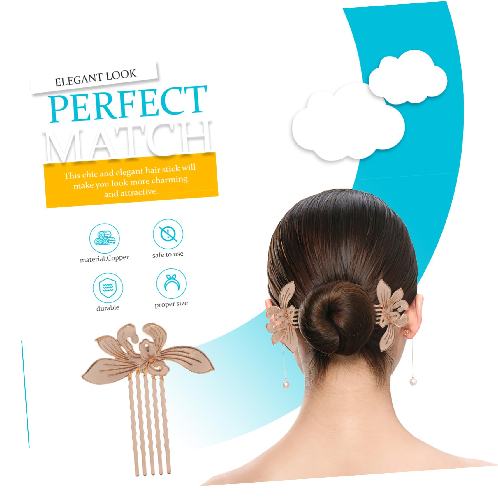 Beavorty 10 Piezas Peine Para El Pelo De Pinzas Para El Cabello De Flores Para Mujeres Pasadores De Pelo Para Mujer Palos De Pelo Retro Cobre Pensamientos Perder De Madera