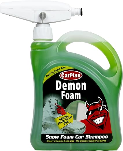 CarPlan Demon Snow Champú de Espuma Activa para Coche y Moto – Aplicación Directa con Pulverizador Integrado – Limpieza Profunda, 2 Litros