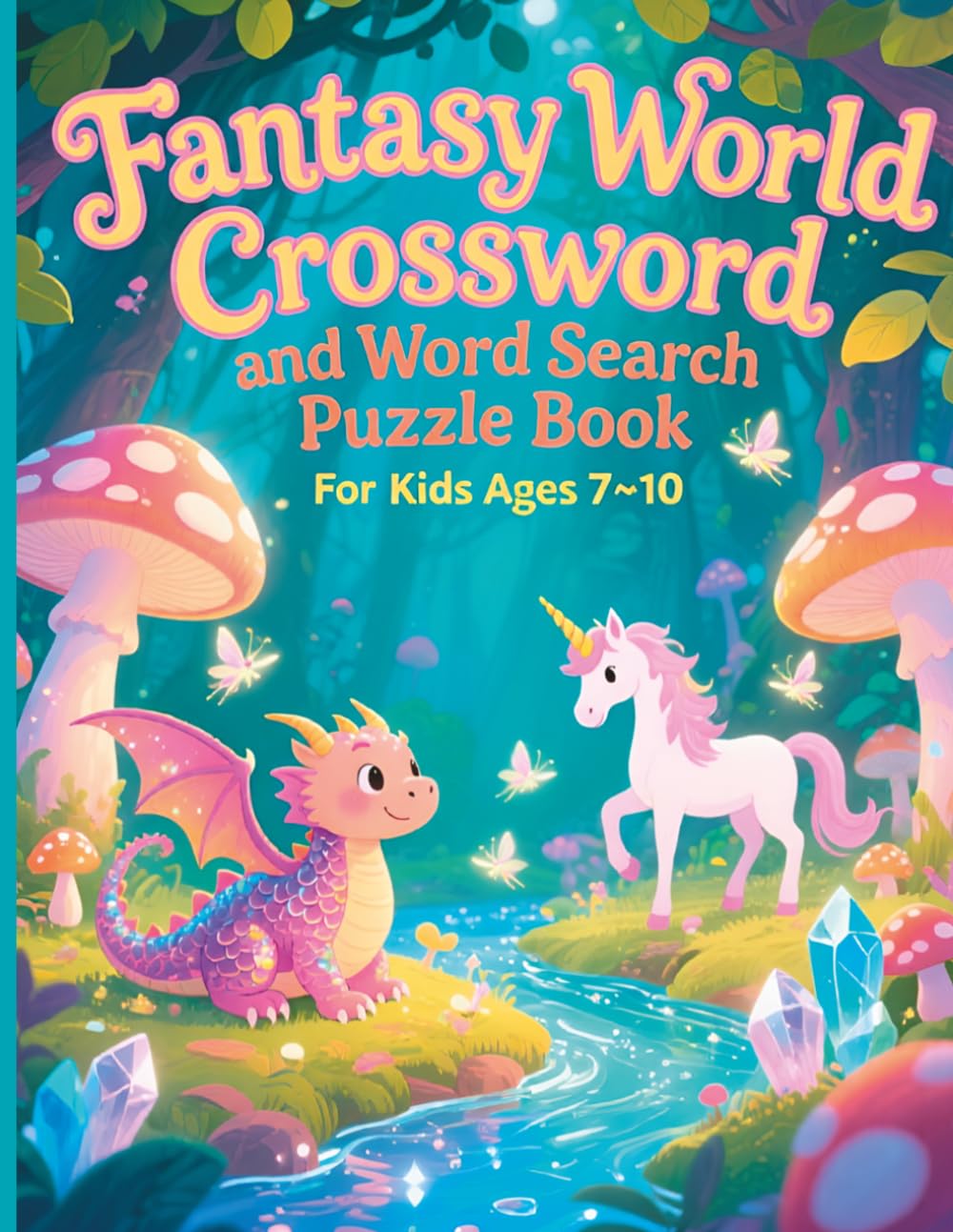 Fantasy World Crossword & Word Search Puzzle Book for Kids Ages 7–10 | Dragons, Magic, Wizards & Adventure Brain Games for Smart Kids