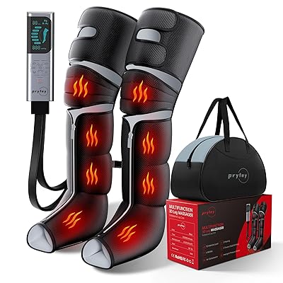 Leg Massager with Heat and Compression, Foot Massager for Circulation and Pain Relief, 3 Timers, 12 Intensity, 6 Modes,3 Heating with Knee Massager,Mother's Day Gifts for Man Woman,Black