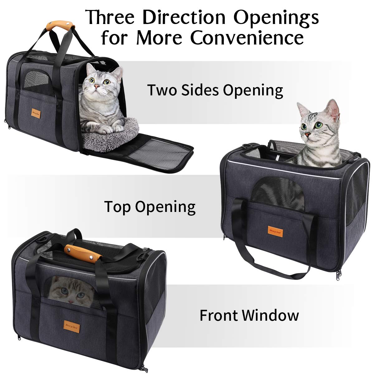 Morpilot Trasportino per gatti, approvato dalle compagnie aeree, trasportino portatile per cani, trasportino traspirante per piccoli animali domestici, gabbia da viaggio con tracolla regolabile e