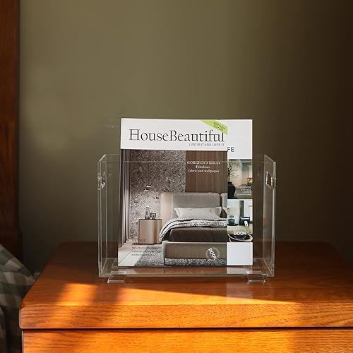 Miniatura 3 de Revistero acrílico transparente, estante para revisteros que ahorra espacio, cesta para libros, organizador de almacenamiento para sala de estar,