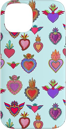 Funda para iPhone 14 Latinas Milagros con corazones de lata para regalo de acuarela