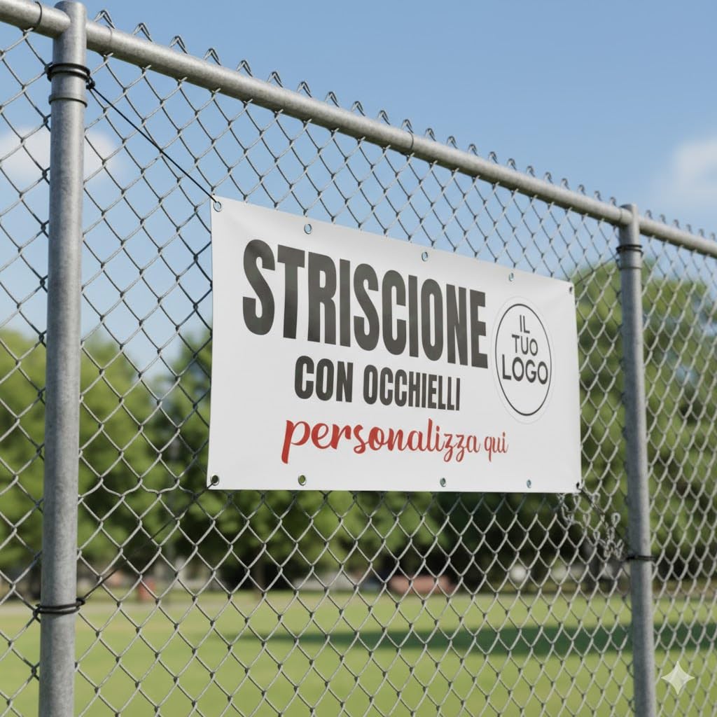 Mr Pubblicità - Striscione Personalizzato con Immagine, Logo o Testo - Banner in PVC Occhiellato per Esterni - Stampa Inclusa - Perfetto per Feste, Eventi o Pubblicità (70x100)