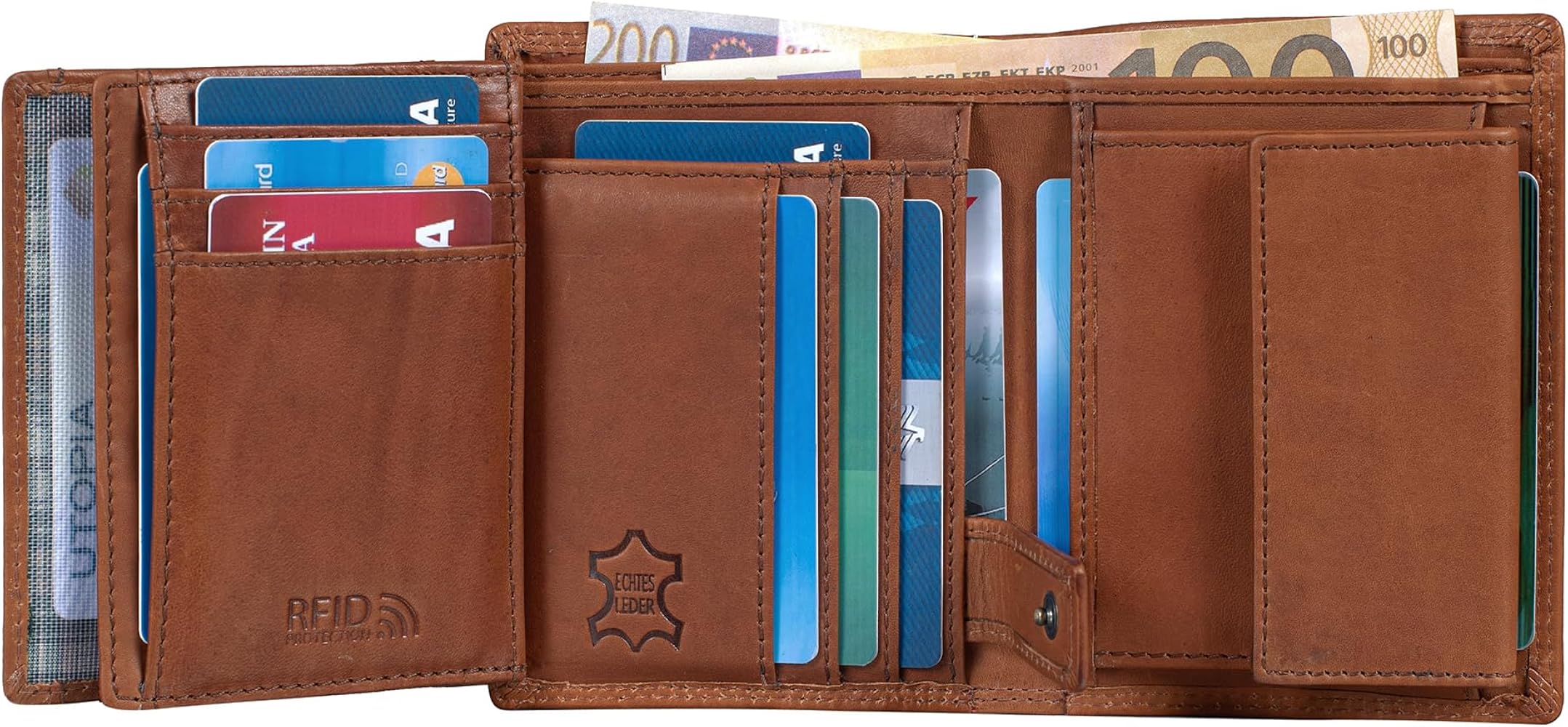 HMF Portafoglio da cameriere con cintura regolabile, borsa da cameriere con cambiamonete in euro | 20,5 x 10 x 6,5 cm | Nero