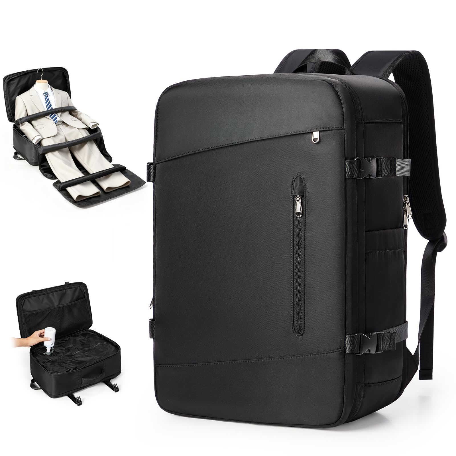 VGCUB Carry on Travel Backpack for Women Men Large Laptop Gym Work Frontier Airlines Personal Item Bag Business Airport Lightweight Backpack Flight Approved Mochilas de Viaje Black — view 43