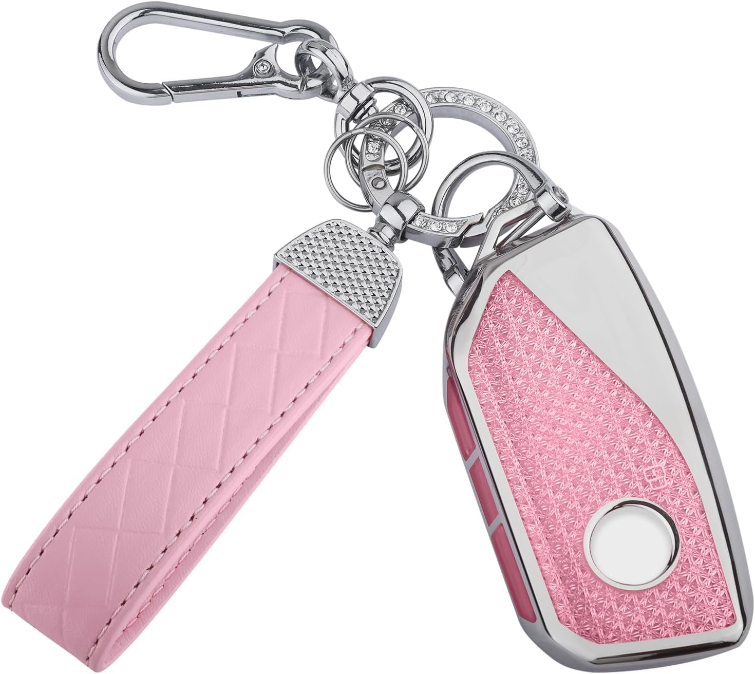 for BMW Key Fob Cover, Soft TPU Keys Protector Bling Key Fob Keychain for BMW X1 X2 X3 X5 X6 X7 GT and Series 2 3 4 5 6 7 8, Gold Purple image 5