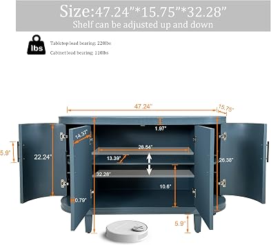 47 Blue Buffet Cabinet with Storage