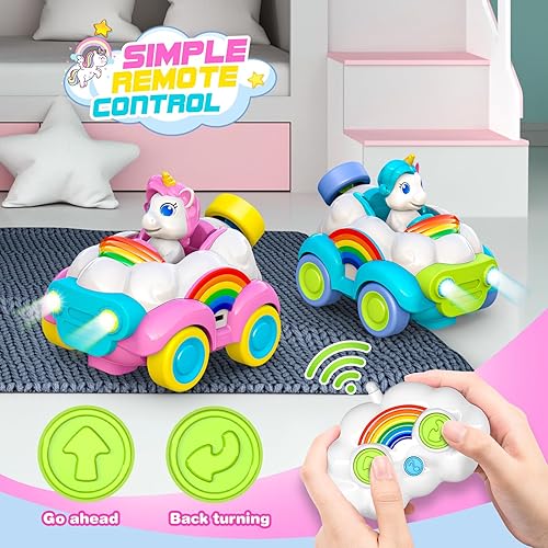 Miniatura 3 de LET'S GO! Juguetes de unicornio para niños de 2 a 4 años 2 unidades de unicornios a control remoto, juguetes para niños de 2, 3, 4, 5 años, regalo