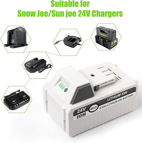Miniatura 6 de Batería de 24 V 6 Ah para VOLTASK y Snow Joe y Sun Joe 24V48V IONMAX, compatible con batería Voltask 24V48V, 24BAT-LTXLTWLTELTXR EcoSharp Pro Series