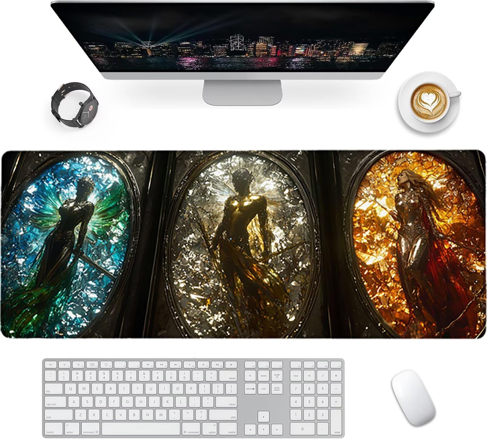 Lpfieonn Abstrakt Großes Schreibtischunterlage, XXL Schreibtischunterlagen, Grau XXL Wasserdicht Gaming Mousepad mit Vernähter Rand und Rutschfeste Gummibasis, für Laptop/Hause/Büro 120x60cm PF-3815