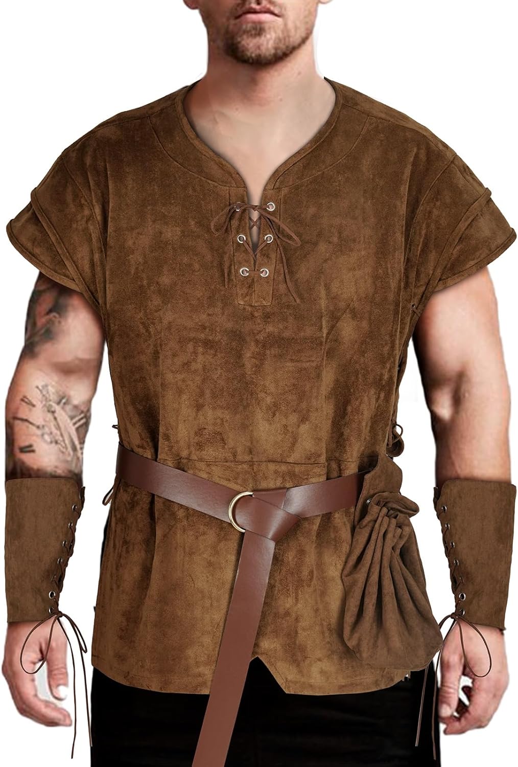 5 Pcs Norse Viking costume men renaissance costume Medieval tunic Pirate costume men adult