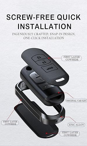 Miniatura 5 de HIBEYO Car Fob Cover for Mazda 2 3 3 Axela 5 6 6 Atenza 8 CX-3 CX-4 CX-5 CX-7 CX-9 MX-5 MX-5 Miata 3 Button Car Accessories Metal &Leather Key Case