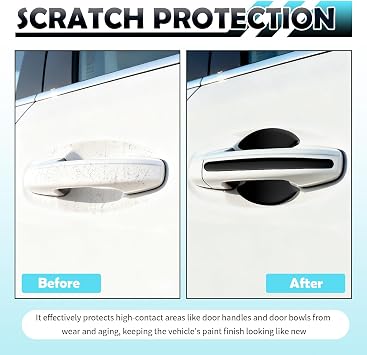 8PCS 2026 New Car Door Handle Protector Kit,Self-Adhesive Door Handle Cup Scratch Protector,Universal Car Doors Protectors Sticker Automotive Exterior Accessories for Most Vehicles (Black)