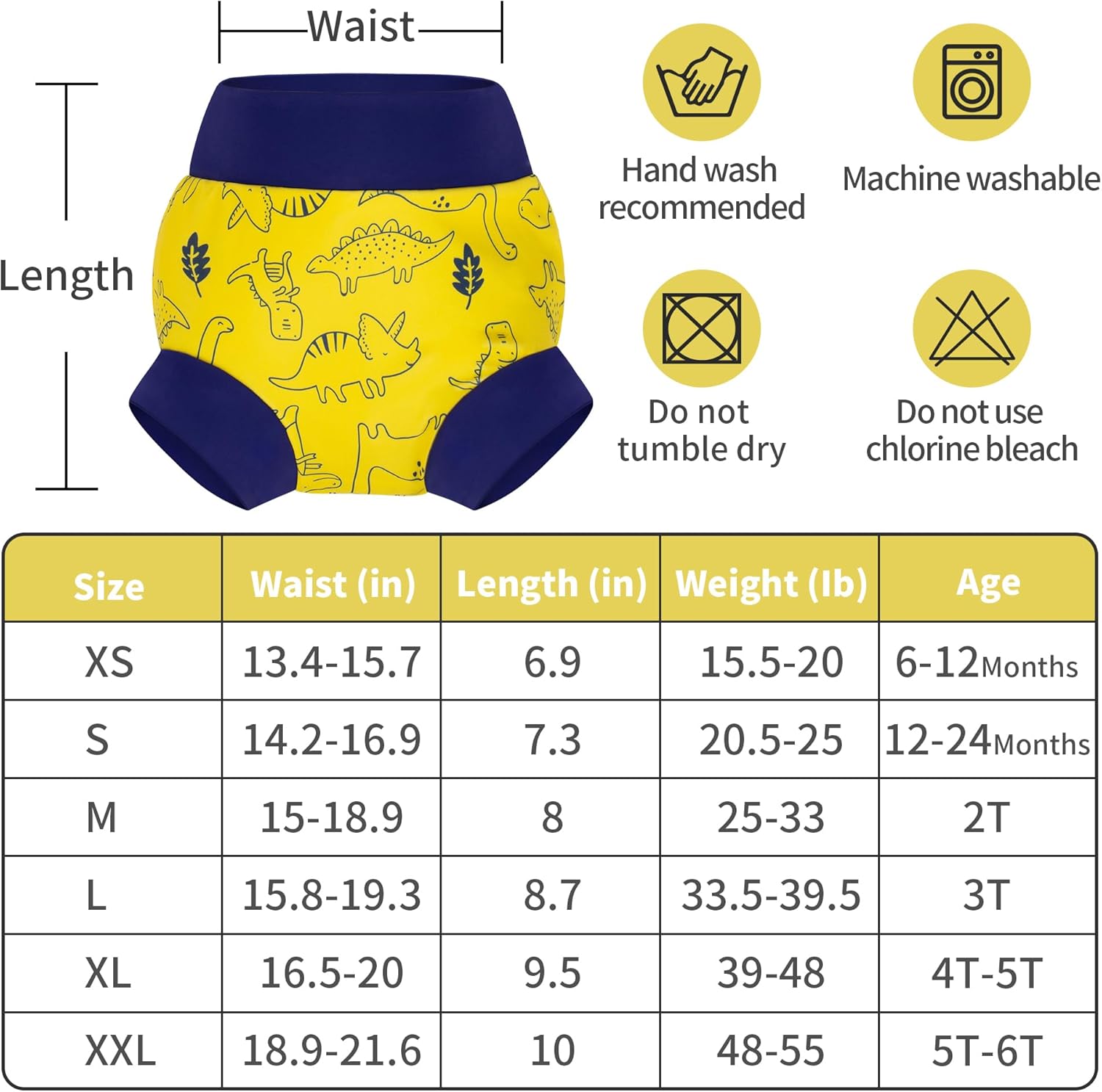 BIG ELEPHANT Baby Swim Diapers 3pcs, Reusable Adjustable Washable Waterproof Swimming Diaper for Boy's and Girl's 6Months - 5 Years - Image 6
