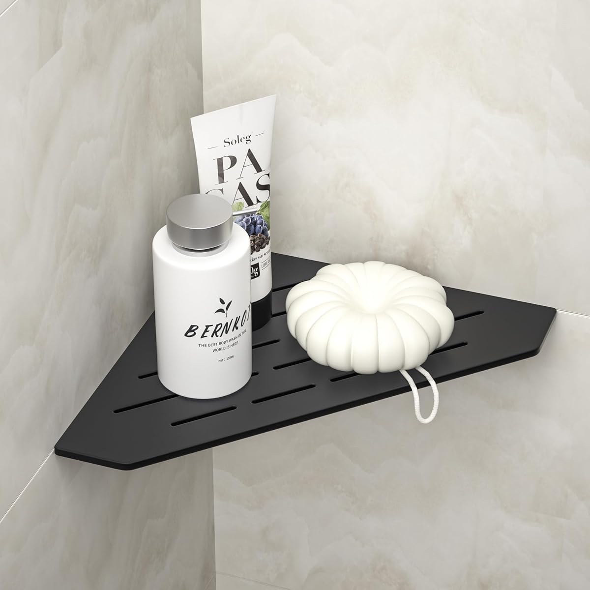 Corner Shower Shelf 10" Matte Black 304 Stainless Steel Pentagonal Heavy Duty Floating Corner Shelves Slot Design Recessed Bathroom Shelf for Tiled Wall, No Drilling Needed