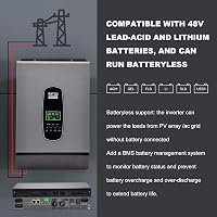 DATOUBOSS 6200W 48V Hibrid Inverter - Tiszta Szinusz Napelemes Átalakító 220V/230V AC Kimenettel, 120A MPPT Napelem Szabályzóval, Akkumuláto 6