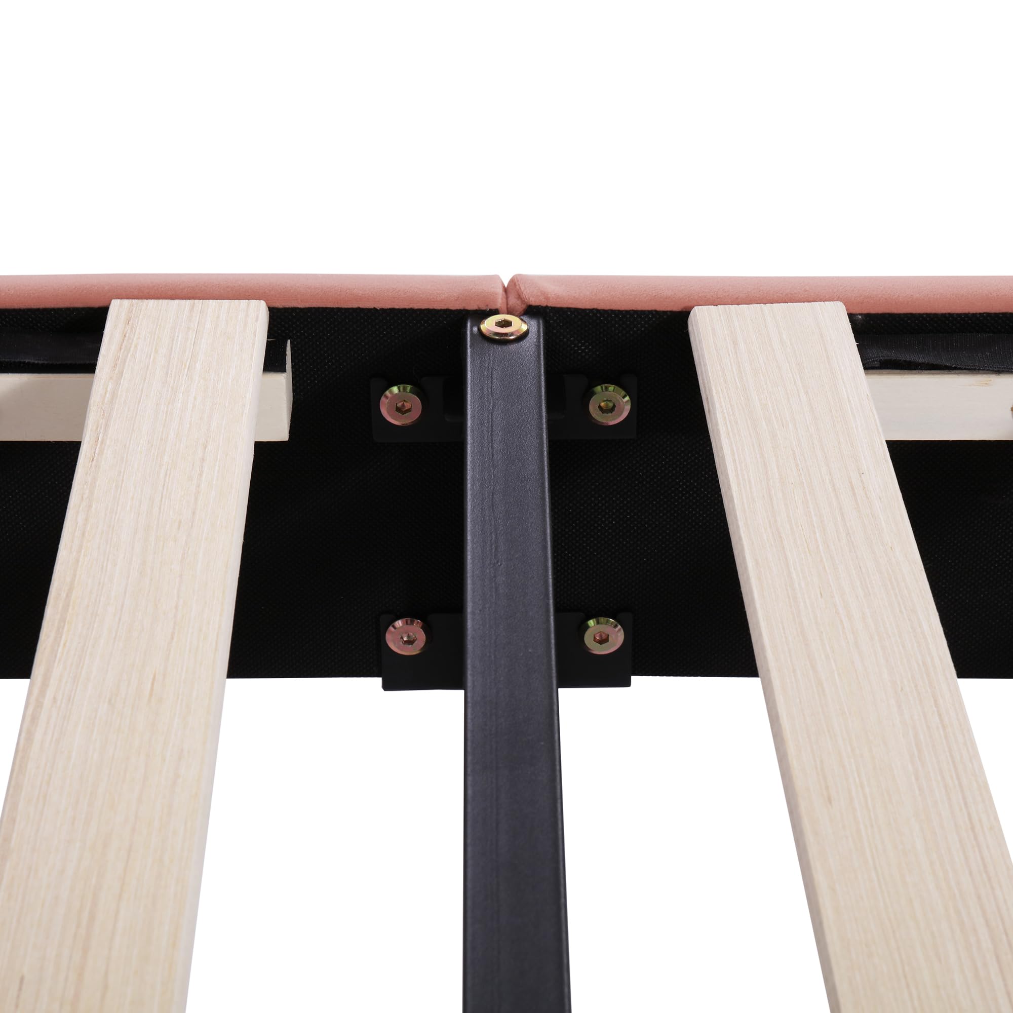Azkoeesy Letto singolo imbottito per bambini e bambina, 90 x 200 cm, testiera arcobaleno, rivestimento in velluto, rosa