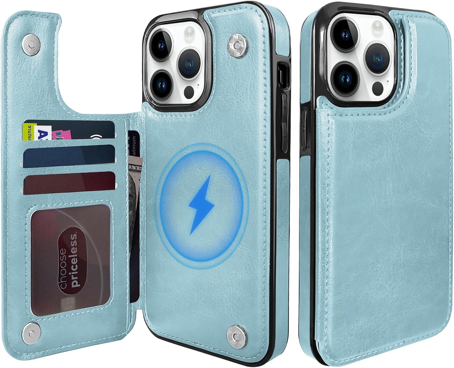 TopPerfekt Custodia A Portafoglio Con Anello E Cavalletto Per IPhone 14 Pro (6,1 Pollici) - Pelle PU Con Blocco RFID, 3 Slot Carte E Supporto 360°