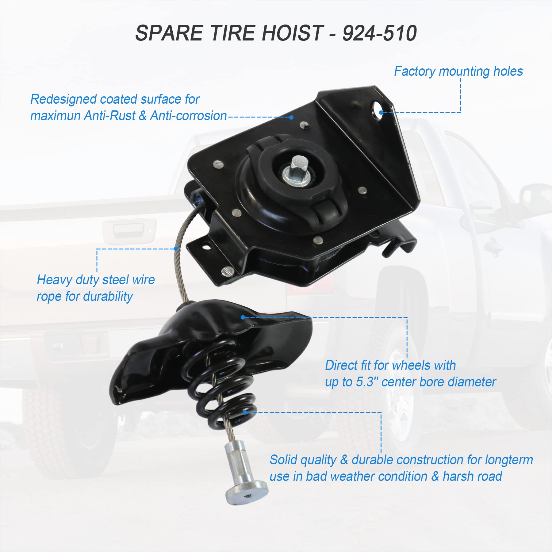 JDMSPEED New Spare Tire Winch Wheel Carrier Hoist Spare Tire Hoist