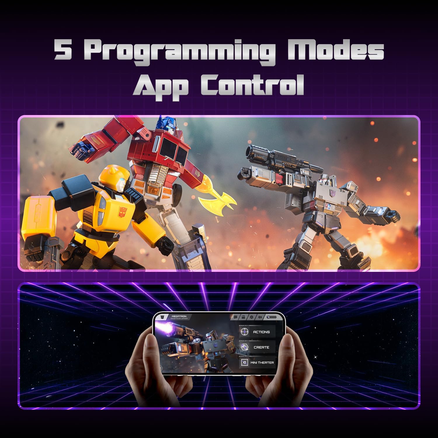 Robosen Megatron Auto-Converting Transformers Robot, G1 Series, Gray, Premium Action Figure, Interactive Toy for Ages 12+