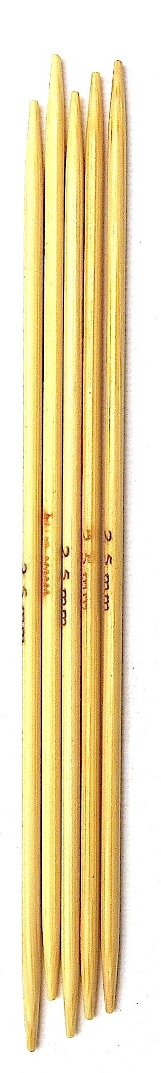 Adf Tm 5'' (13Cm) X 2.5Mm Double Pointed Bamboo Knitting Needles 5Pcs