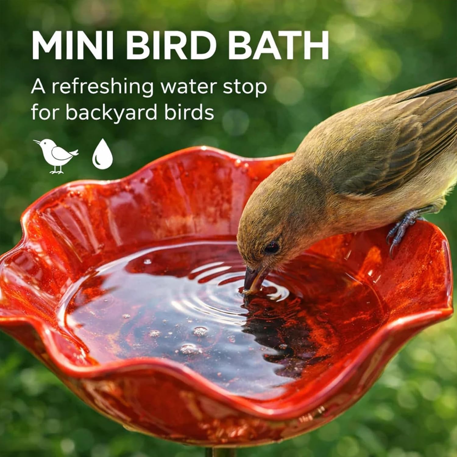 Bain Oiseaux Artisanal 15x60cm Station Abreuvement Abeilles pour Jardin Résistante Intempéries