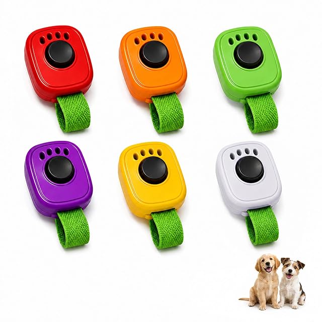 Omnikryp 6 Piezas Clicker Perro, con Anillo Clicker, Diseño Ergonómico Adiestramiento Clicker-Perro