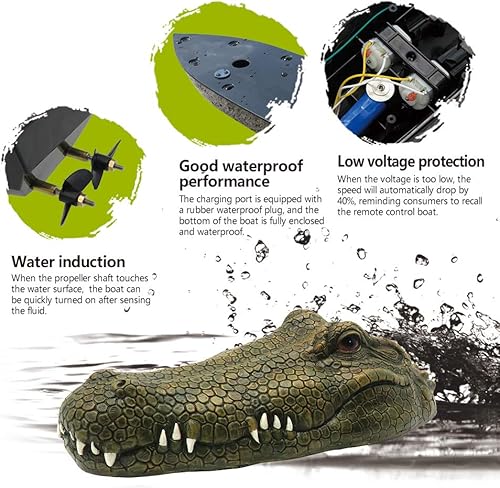 Miniatura 5 de GoolRC Flytec V002 RC Boat, 2.4G Control remoto eléctrico de carreras barco para piscinas con simulación cabeza de cocodrilo Spoof juguete