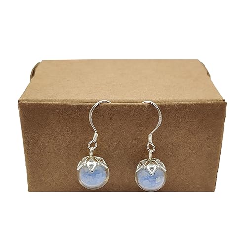 Miniatura 2 de Blue Glowing Sand Glow in the Dark Luminous Glass Ball 925 Sterling Silver Drop Dangle Earrings for Women Handmade